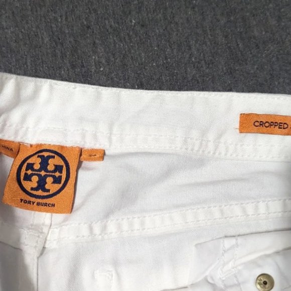 Tory Burch White Cropped Slim Boot Cut Jeans - Picture 3 of 3